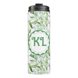 Garrafa Térmica Flores Brancas bonito De Aquarela Personalizadas