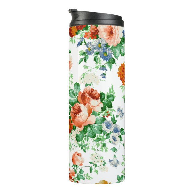 Garrafa Térmica Flores Coloridas E Rosas vermelhas Rosa (Rotação à direita)