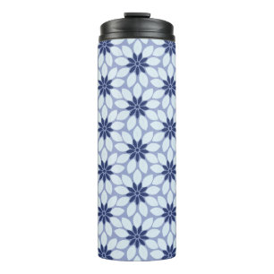Garrafa Térmica Flores com Impressão de bloco azul