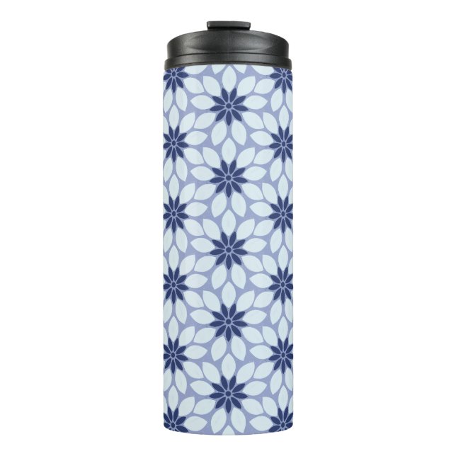 Garrafa Térmica Flores com Impressão de bloco azul (Frente)