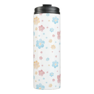 Garrafa Térmica Flores de Aquarela de Primavera Floral Elegante