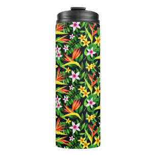 Garrafa Térmica Flores De Aquarela E Padrão Floral De Fruta- 23768