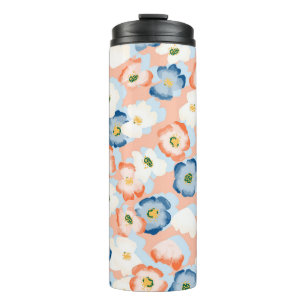 Garrafa Térmica Flores de Aquarela: Padrão de Vintagem