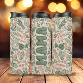 Garrafa Térmica Flores de Boho Verde 3d Mama Inflada