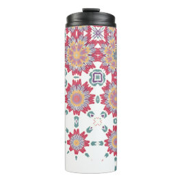 Garrafa Térmica Flores De Cor Branca Púrpura, Rosa, De Aquarela