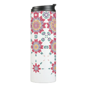 Garrafa Térmica Flores De Cor Branca Púrpura, Rosa, De Aquarela
