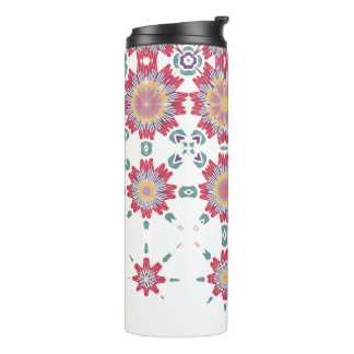 Garrafa Térmica Flores De Cor Branca Púrpura, Rosa, De Aquarela
