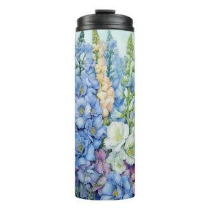 Garrafa Térmica FLORES DE DELFÍNIO AZUL E PINCO bonito