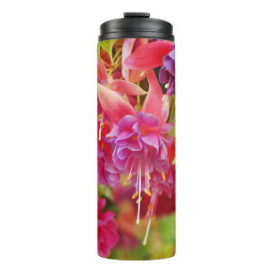 Garrafa Térmica Flores de fuschia rosa e púrpura