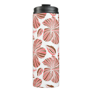Garrafa Térmica Flores de hibisco havaianas: estilo tropical marro