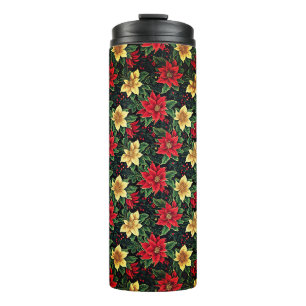 Garrafa Térmica Flores de Poinsettia de Natal Padrão-86755
