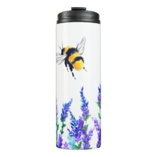 Garrafa Térmica Flores de primavera e Abelhas Flores - Desenho
