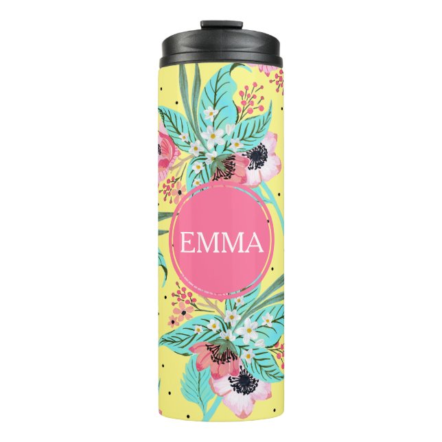 Garrafa Térmica Flores de Verão, Tumbler térmico personalizado ama (Frente)