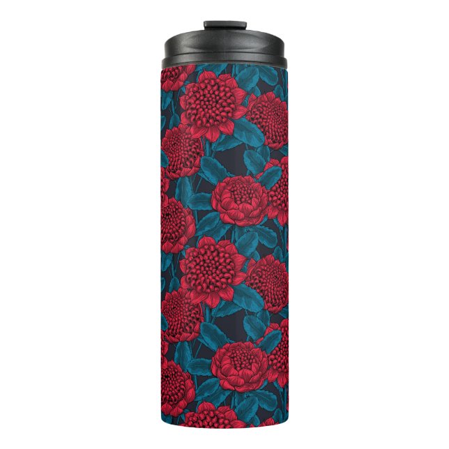 Garrafa Térmica Flores de waratah vermelhas (Frente)