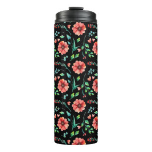 Garrafa Térmica Flores e folhas exóticas florais Padrão-45654