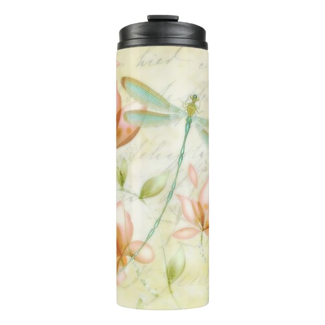 Garrafa Térmica Flores e libélula (Frente)