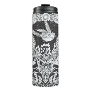 Garrafa Térmica Flores e pássaros no estilo art nouveau