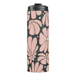 Garrafa Térmica Flores estilizadas, padrão floral uniforme.
