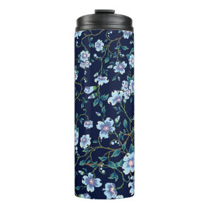 Garrafa Térmica Flores infantis: azul escuro sem costura