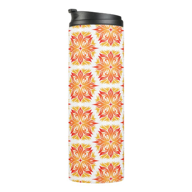 Garrafa Térmica Flores Laranja, Padrão De Flores, Padrão Floral (Rotação à direita)