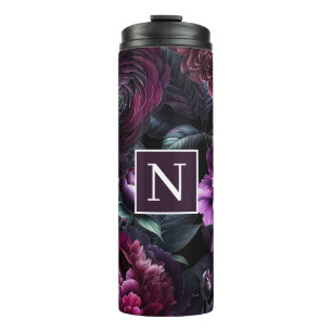 Garrafa Térmica Flores Negras Ousadas e Temperamentais Jardim Flor