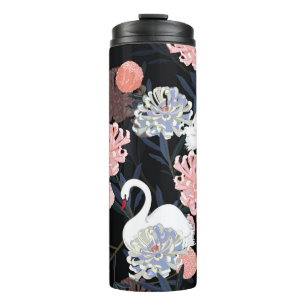 Garrafa Térmica Flores Oriental florescentes Padrão de Cisne