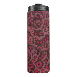 Garrafa Térmica Flores rosa, Curvas de pincel, padrão de feltro d