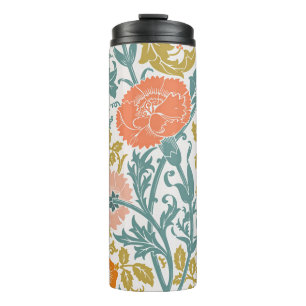 Garrafa Térmica Flores Rosa E Laranja, Arte Gráfica Vintage