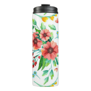 Garrafa Térmica Flores Rosa Pintadas À Mão Padrão Floral- 23498