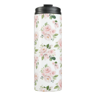Garrafa Térmica Flores Rosa, Rosas Rosa, Flores De Aquarelas