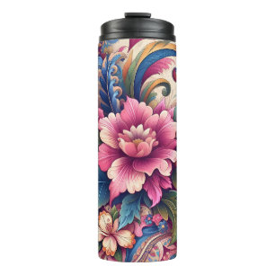 Garrafa Térmica Flores selvagens cor-de-rosa