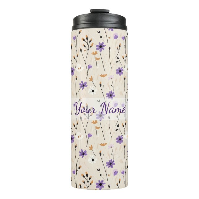 Garrafa Térmica Flores Silvestres Boho Floral Personalizado (Frente)