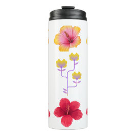 Garrafa Térmica Flores Tropicais de Arte em Pixel Vibrantes