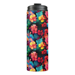 Garrafa Térmica Flores Tropicais De Laranja Floral Com Folhas-6677