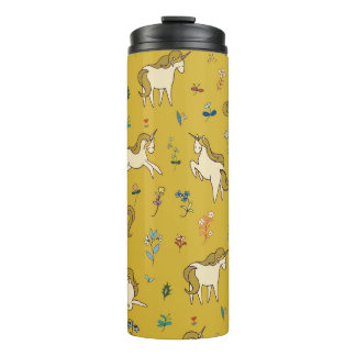 Garrafa Térmica Floresta Unicórn: Padrão Floral Vintage