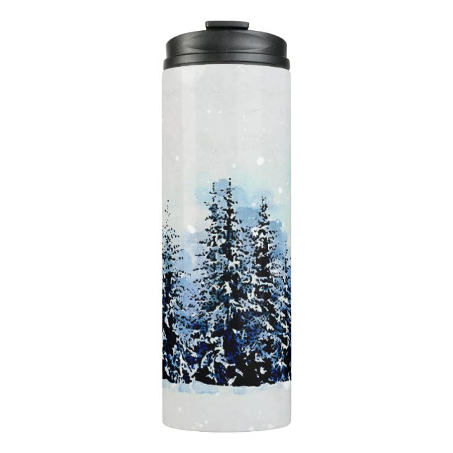 Garrafa Térmica Floresta Verde com Tumbler Térmico de Viagem de Ne (Frente)