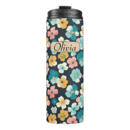 Garrafa Térmica Florestas de Cottagecore Vintage em Azul e Amarelo