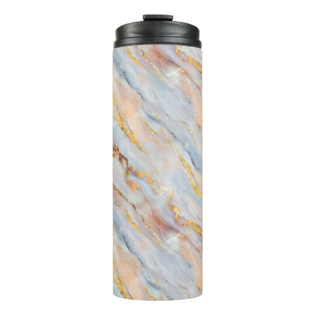 Garrafa Térmica Fluid Marble in Tones of Gray, Peach and Gold  (Frente)