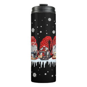 Garrafa Térmica Fogão de Natal Camisa Vermelha Gnomias de Costura 