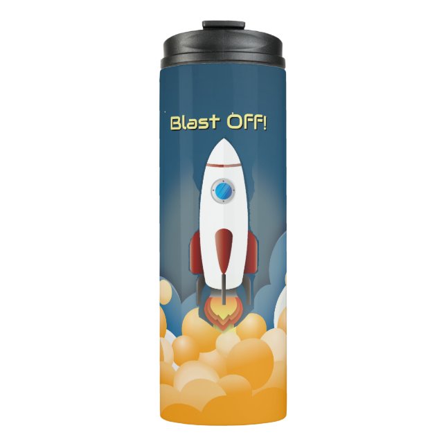 Garrafa Térmica Foguete Espacial Personalizado Nome (Frente)