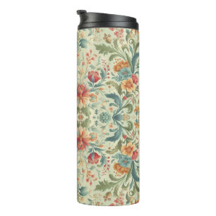 Garrafa Térmica Folhagem de Vintagem Verde-Claro