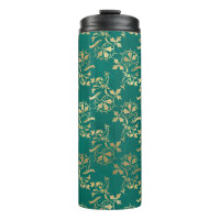 Folhagem vintage grunge azul-turquesa e dourado