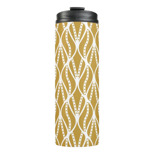 Garrafa Térmica Folhas de Art Deco, padrão clássico sem costura. (Frente)
