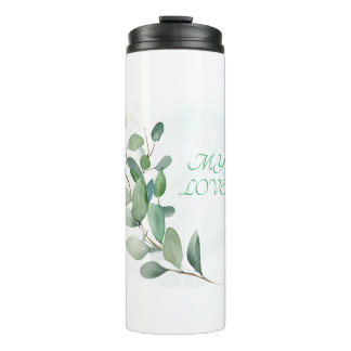 Garrafa Térmica Folhas de Eucalipto Verde