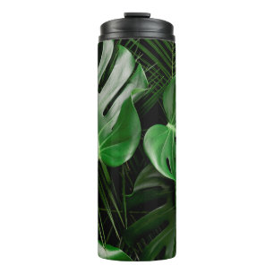 Garrafa Térmica Folhas de monstera verde e palmeiras