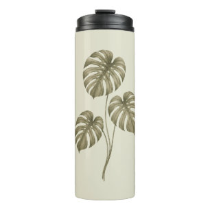 Garrafa Térmica Folhas de Monstera Verde Vintage