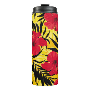 Garrafa Térmica Folhas de palma de flores tropicais, padrão de col
