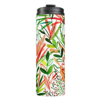 Garrafa Térmica Folhas exóticas, flores, partes da floresta tropic