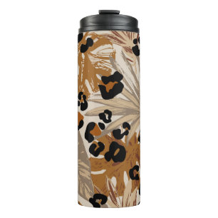 Garrafa Térmica Folhas tropicais abstrato e camouf-leopardo-grunha