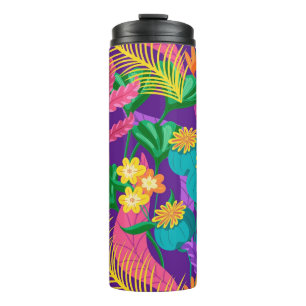 Garrafa Térmica Folhas tropicais coloridas e flores-23148